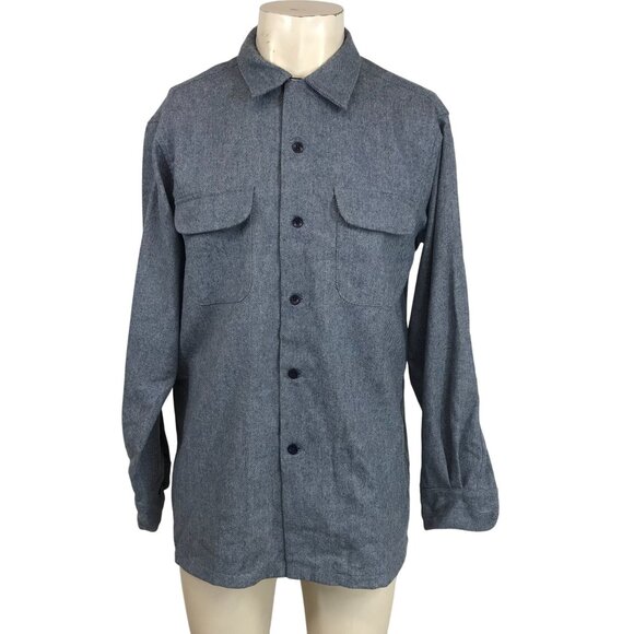 PENDLETON - MEN'S MEDIUM - BLUE LONG SLEEVE WOOL BUTTON BOARD SHIRT W/POCKETS - Picture 1 of 8